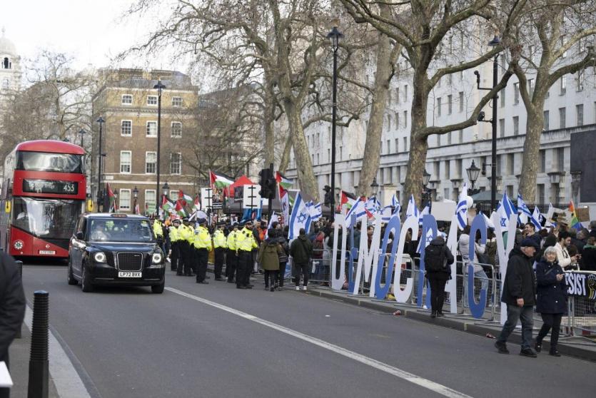 احتجاجات في لندن بالتزامن مع زيارة نتنياهو