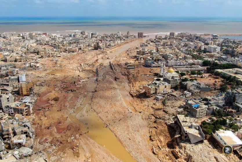 الدمار في مدينة درنة جراء الاعصار