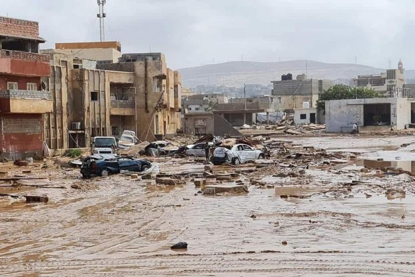 آثار الدمار نتيجة الاعصار الذي ضرب شرق ليبيا