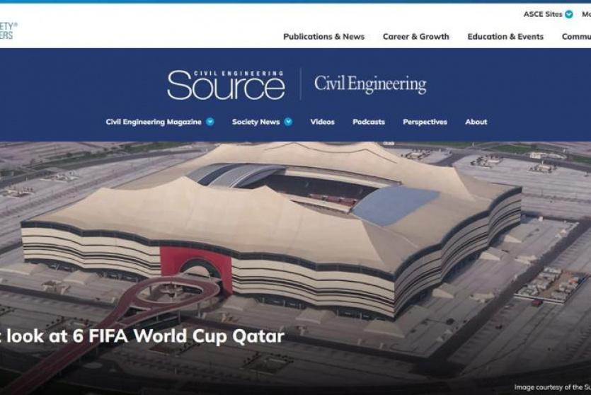 استادات كأس العالم قطر 2022 تزين غلاف مجلة الجمعية الأمريكية للهندسة المدنية
