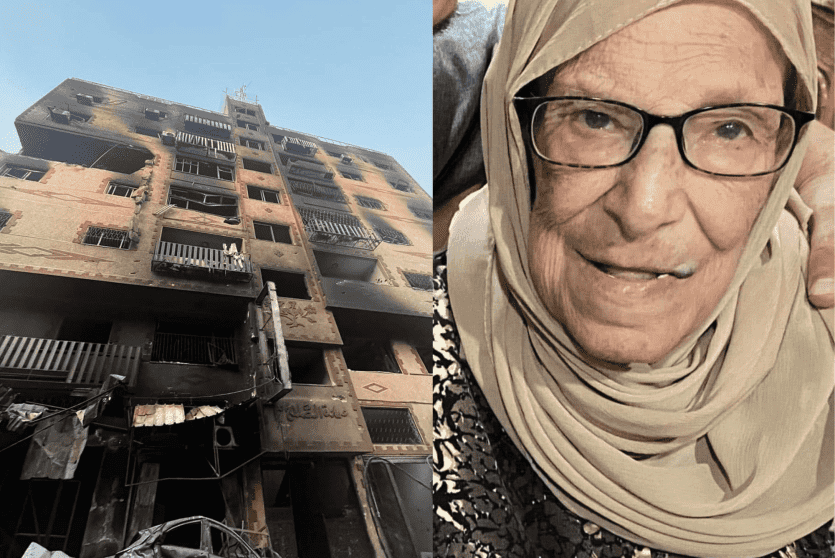 المسنة نايفة النواتي ومنزلها الذي احرقه الاحتلال