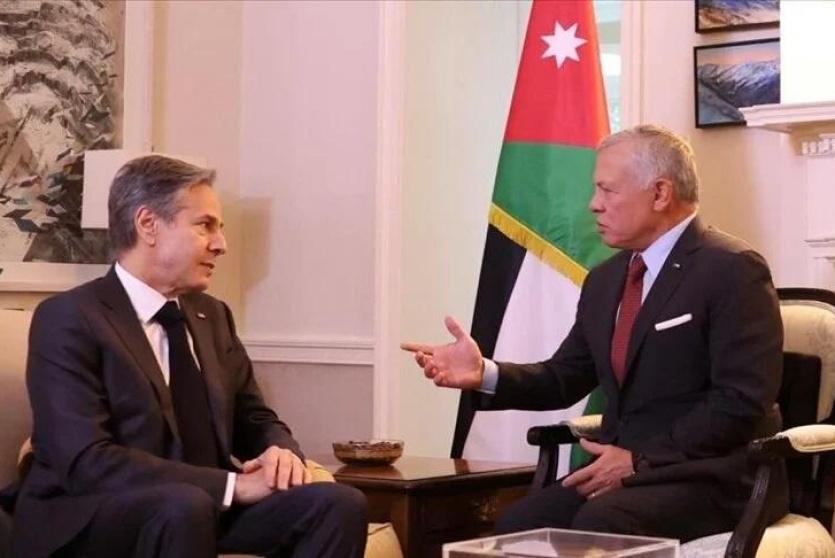 الملك الأردني ووزير الخارجية الأمريكي