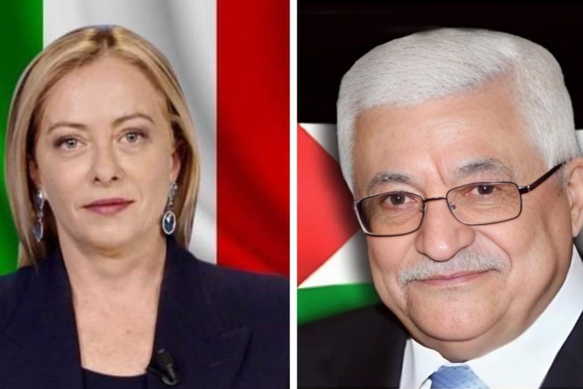 الرئيس عباس يجتمع مع رئيسة وزراء إيطاليا