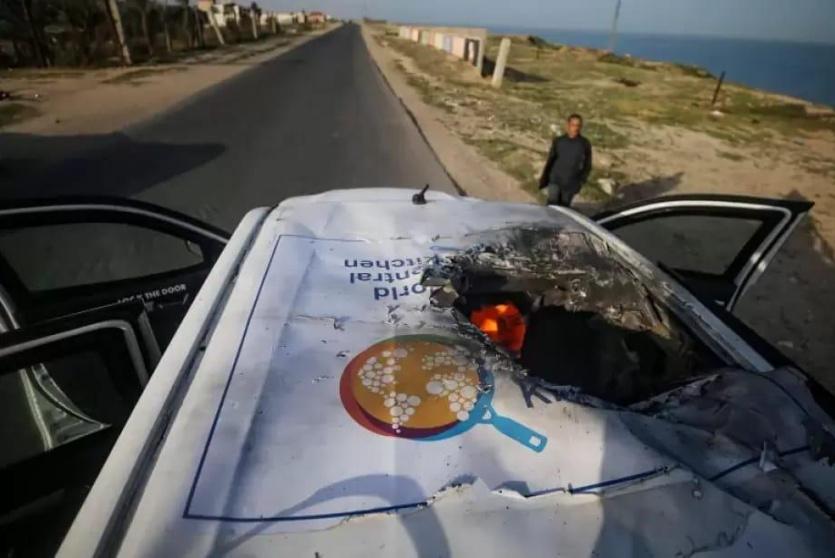 المركبة المستهدفة للمطبخ العالمي في غزة - ارشيفية