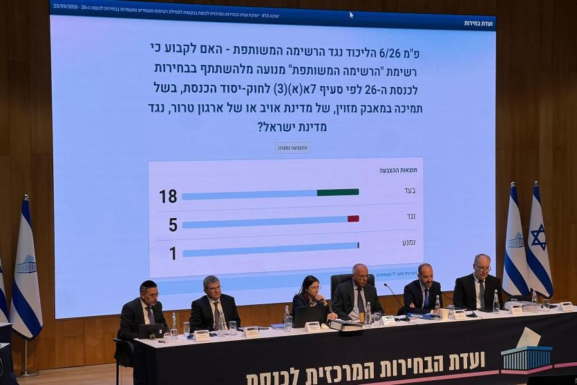 لجنة الانتخابات الإسرائيلية تقرر شطب ترشح القائمة المشتركة وأبو شحادة وكسيف والموحدة