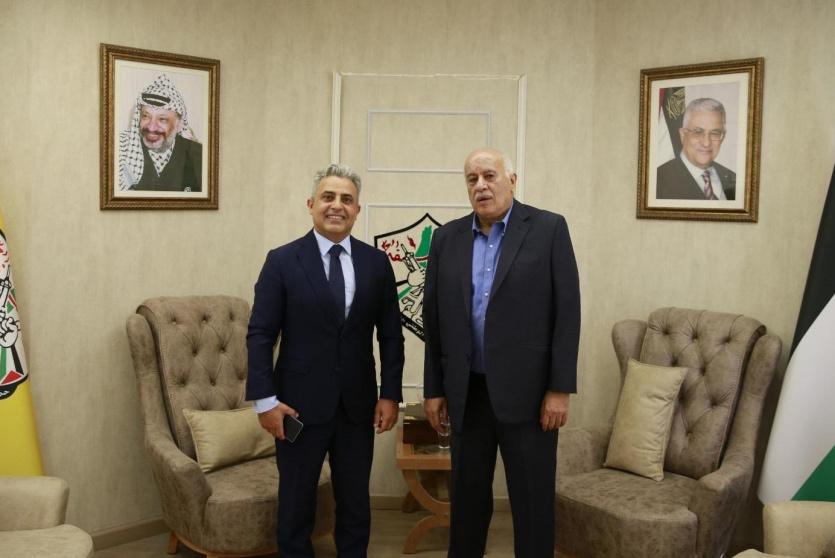 خلال لقاء الرجوب والسفير المصري الجديد