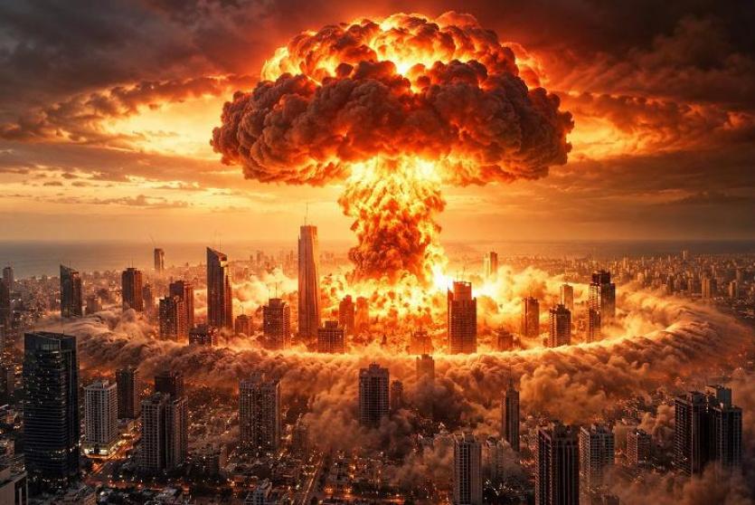 صورة تحاكي سقوط قنبلة نووية على تل أبيب، نشرها نتنياهو على 