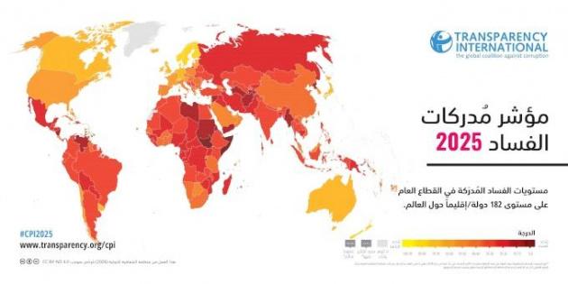 الشفافية الدولية تطلق نتائج مؤشر مدركات الفساد لدول العالم للعام 2025