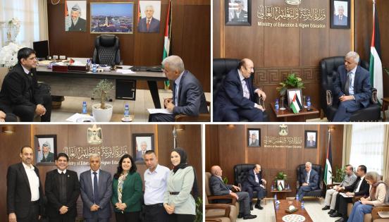 الوزير برهم يبحث مع جامعة بيت لحم وكلية الروضة سبل تجويد مخرجات التعليم