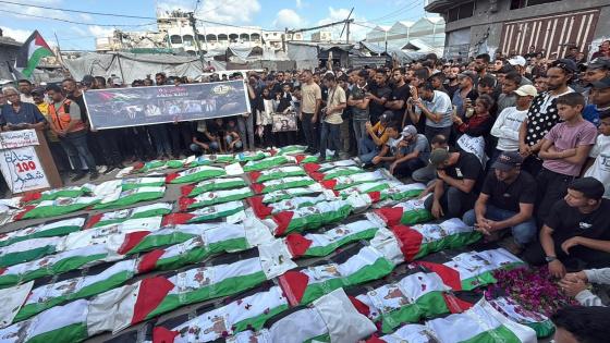 بالصور والفيديو | تشييع جثامين 100 شهيد في حي الزيتون بمدينة غزة
