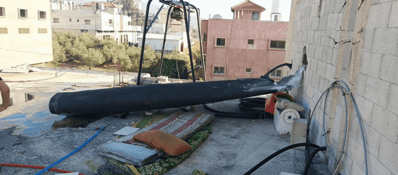 سقوط جزء من صاروخ اعتراضي على منزل جنوب نابلس
