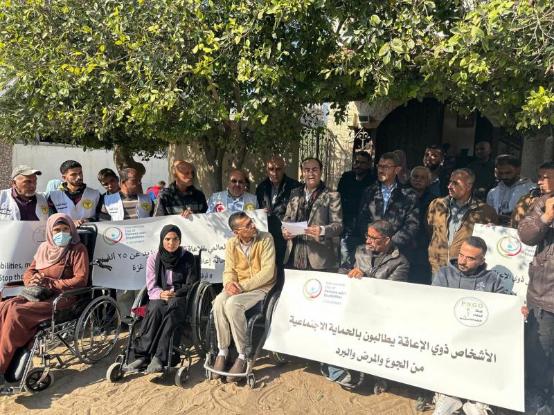 الأشخاص ذوي الإعاقة يطالبون بالحماية الاجتماعية من الجوع والمرض والبرد في ظل استمرار حرب الإبادة