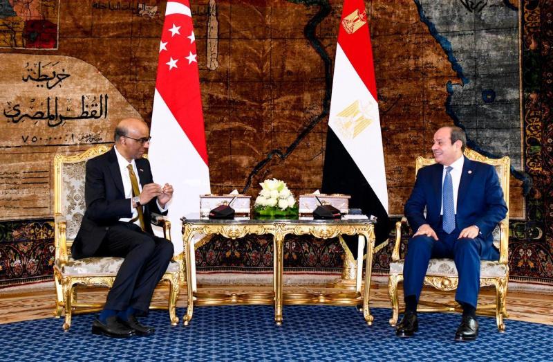 الرئيسان المصري والسنغافوري يؤكدان رفض تهجير الشعب الفلسطيني