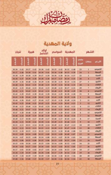 امساكية رمضان 2023 ولاية المهدية