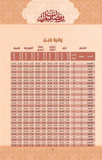 امساكية رمضان 2023 ولاية نابل