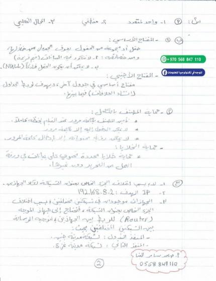 إجابات امتحان تكنولوجيا المعلومات الوزاري 2025
