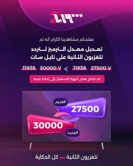 تردد تلفزيون الثانية