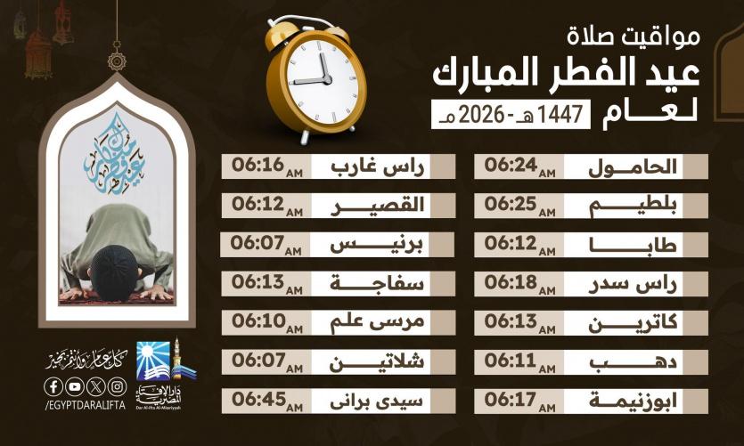 توقيت صلاة عيد الفطر 2026 في مصر