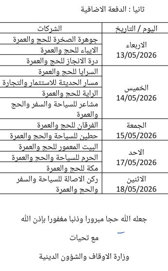 مواعيد سفر حجاج فلسطين 2026